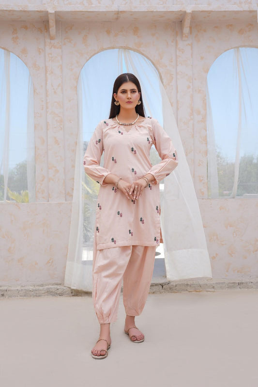 🌸 Eunoia – Rose Mist | 2PC Stitched Kurta Set
