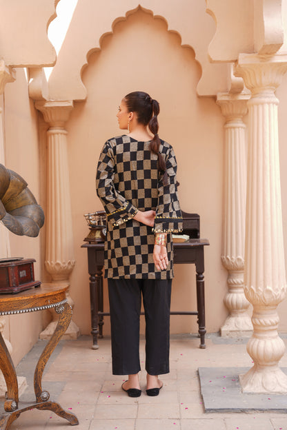 🖤 Black Royale Muse | Gota Work Semi-Formal Dress
