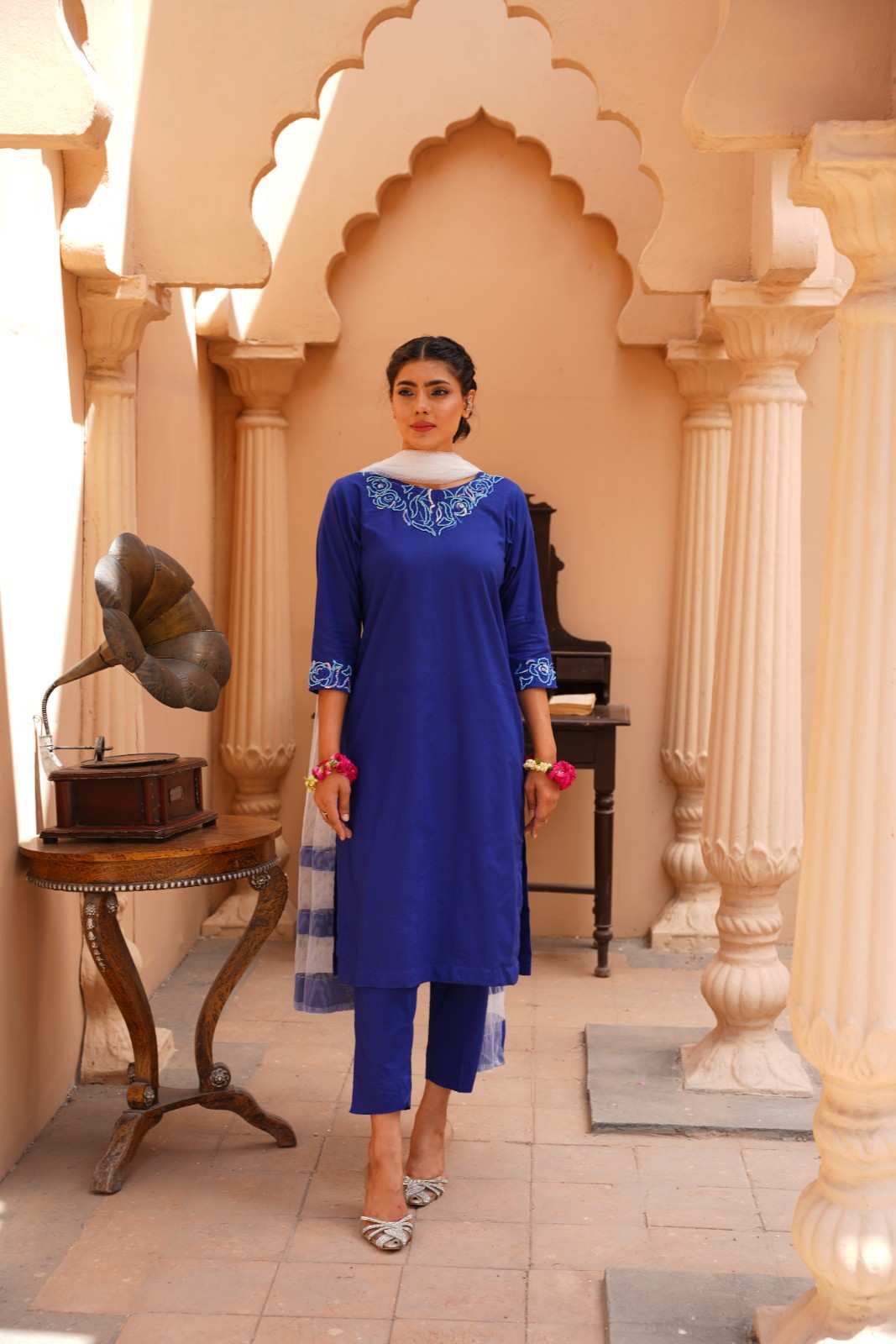 Lams-e-noor 3pc stitched dress Handembriodery on neck and sleeves