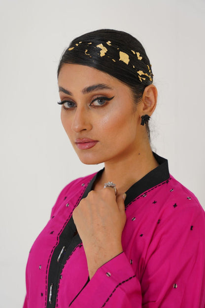 Fuchsia noir  2pc kurti with farshi shalwar